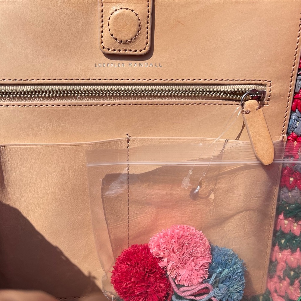 Loeffler Randall Rainbow Cruise Striped Straw Tote - Picture 4 of 7